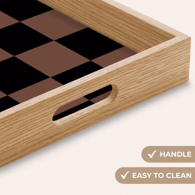 Tray - Chessboard print - Brown - Black - Blocks — 9