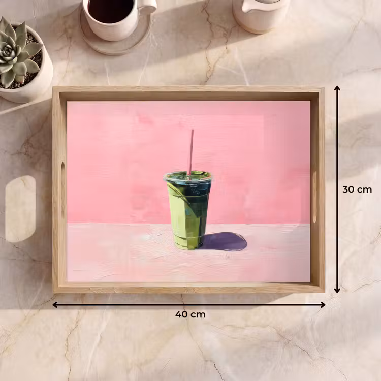 Tray - Cup - straw - Minimalist - Green — 8