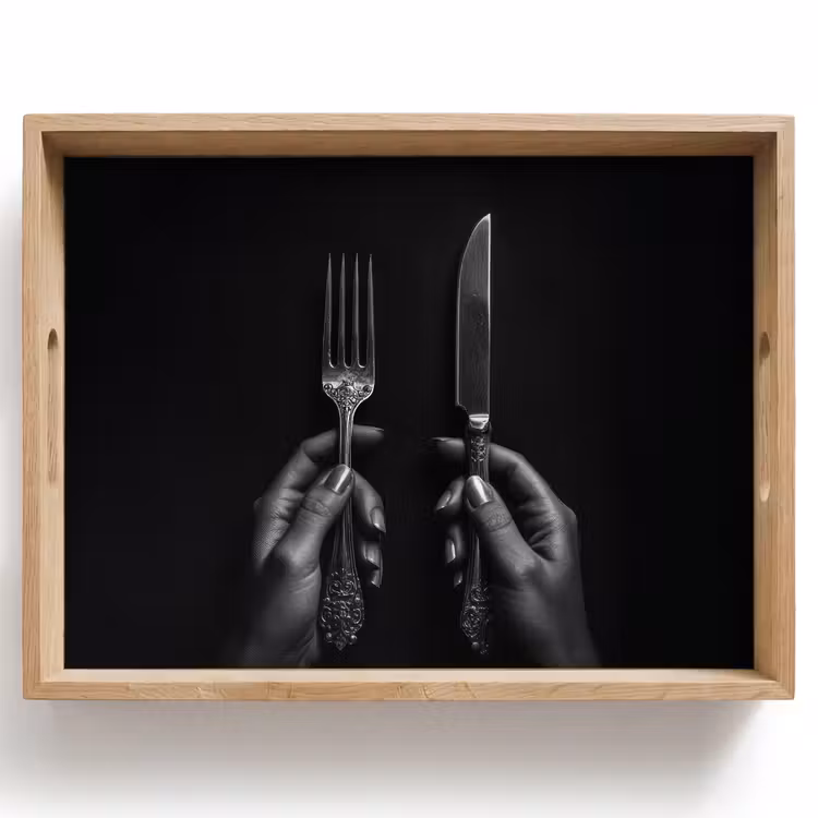 Tray - Cutlery - Black - White — 1
