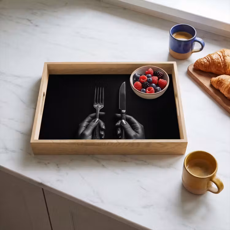 Tray - Cutlery - Black - White — 3