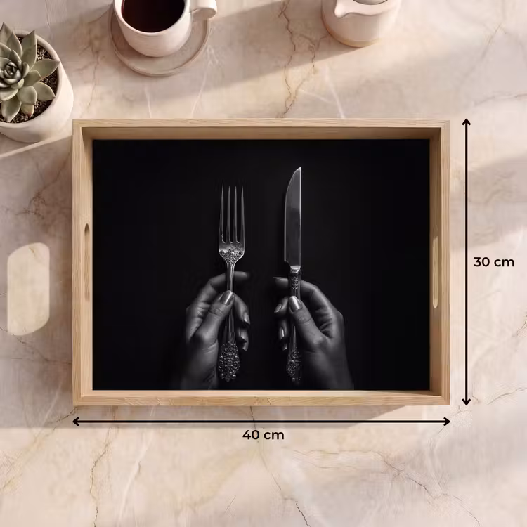Tray - Cutlery - Black - White — 8