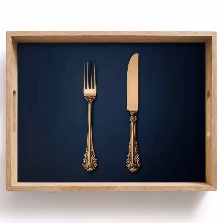 Tray - Cutlery - Dark blue - Gold — 1