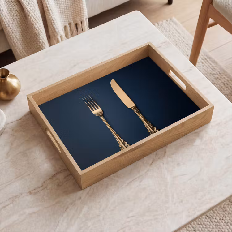 Tray - Cutlery - Dark blue - Gold — 2
