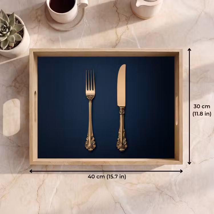 Tray - Cutlery - Dark blue - Gold — 7