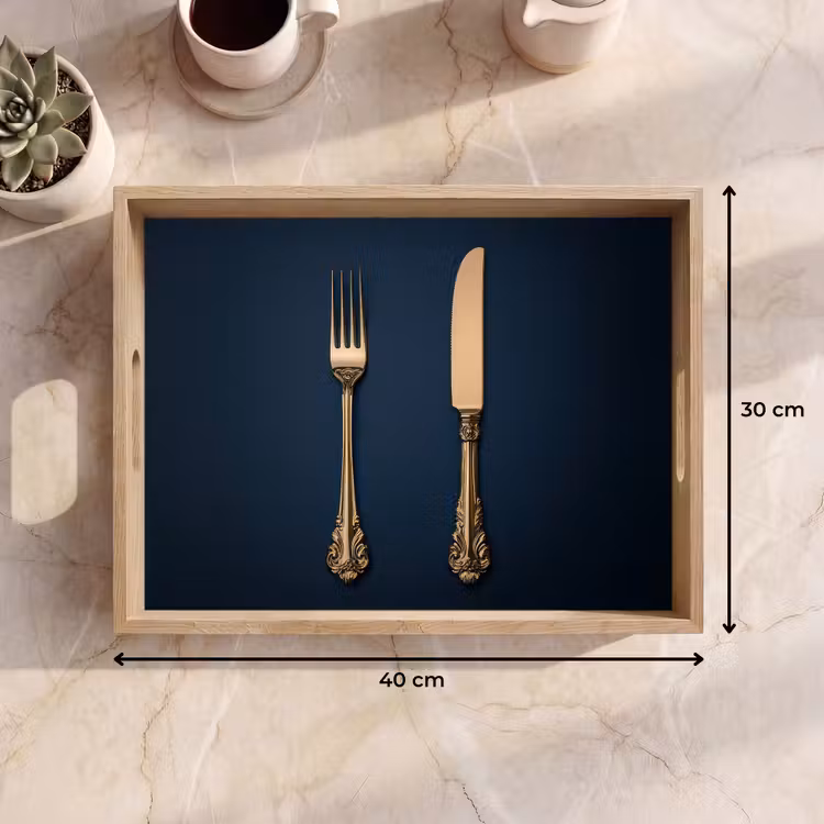 Tray - Cutlery - Dark blue - Gold — 8