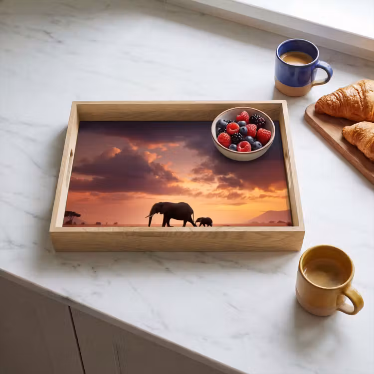 Tray - Elephants - Grassland - Sunset — 3