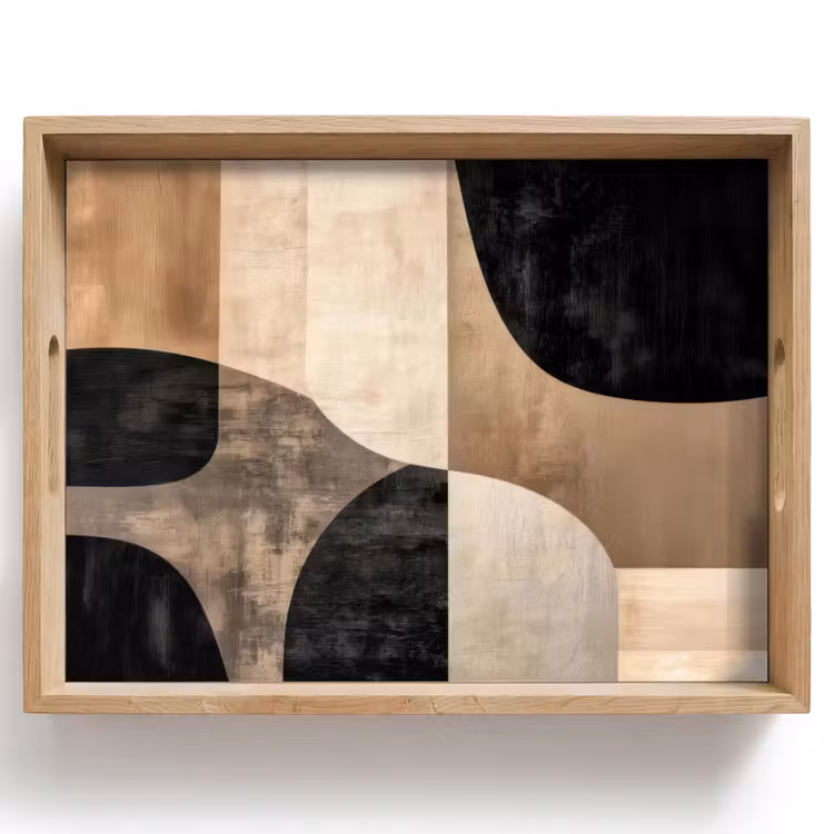 Tray - Abstract - Planes - Black - Round — 1