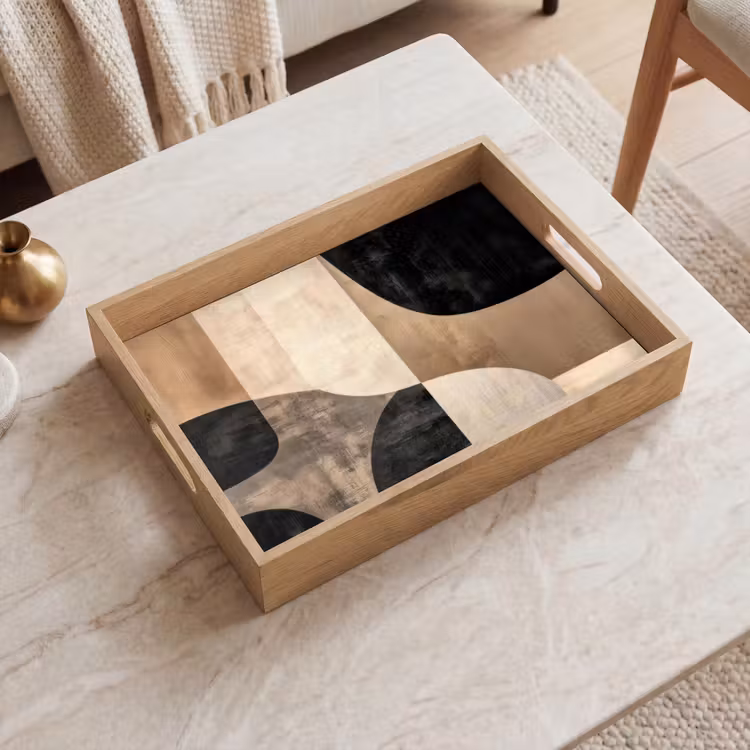 Tray - Abstract - Planes - Black - Round — 2