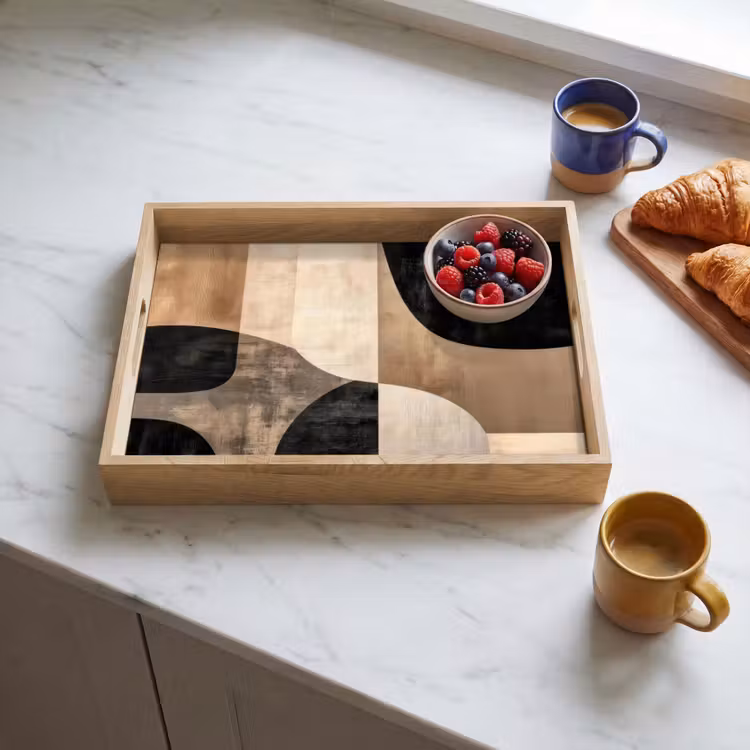 Tray - Abstract - Planes - Black - Round — 3