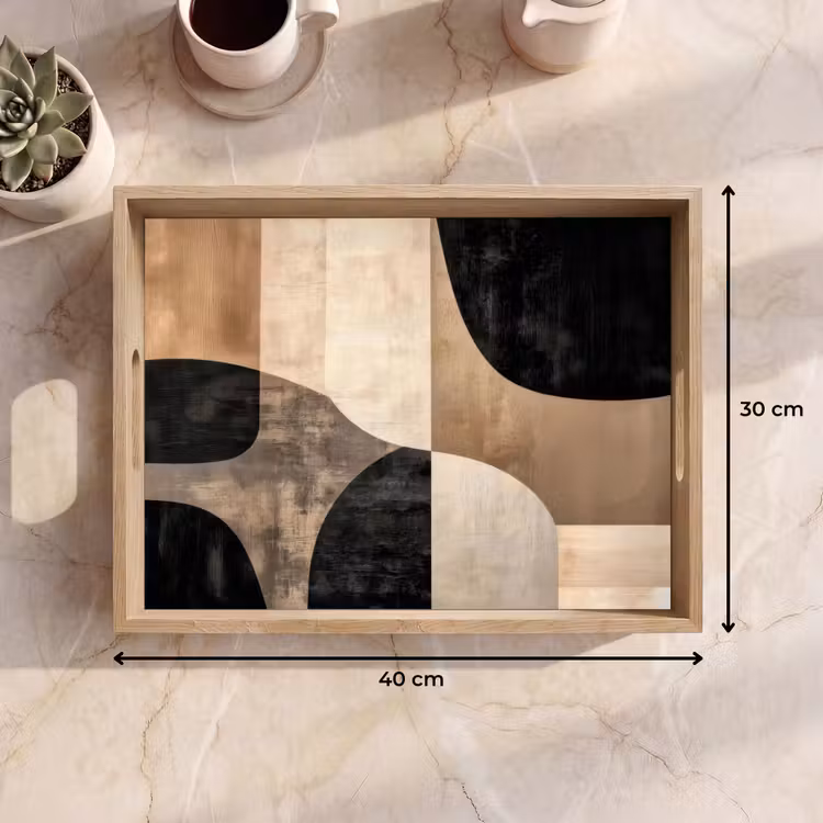 Tray - Abstract - Planes - Black - Round — 8