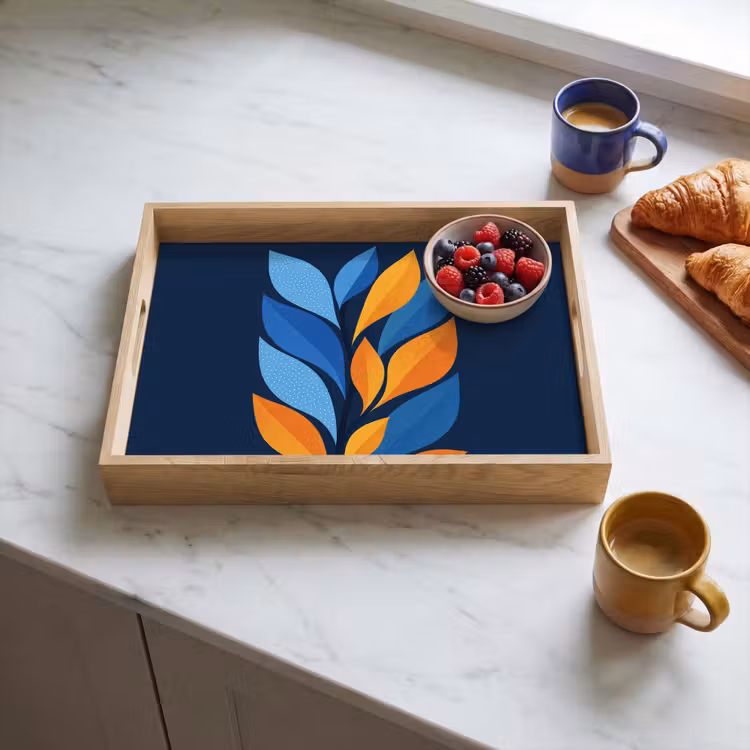 Tray - Abstract - Leaves - Blue — 3