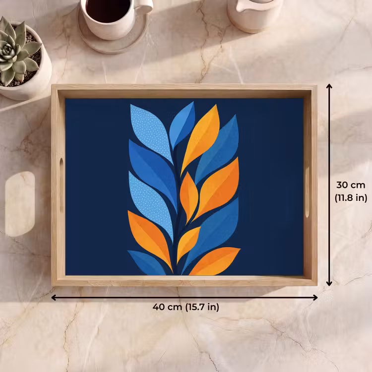 Tray - Abstract - Leaves - Blue — 7