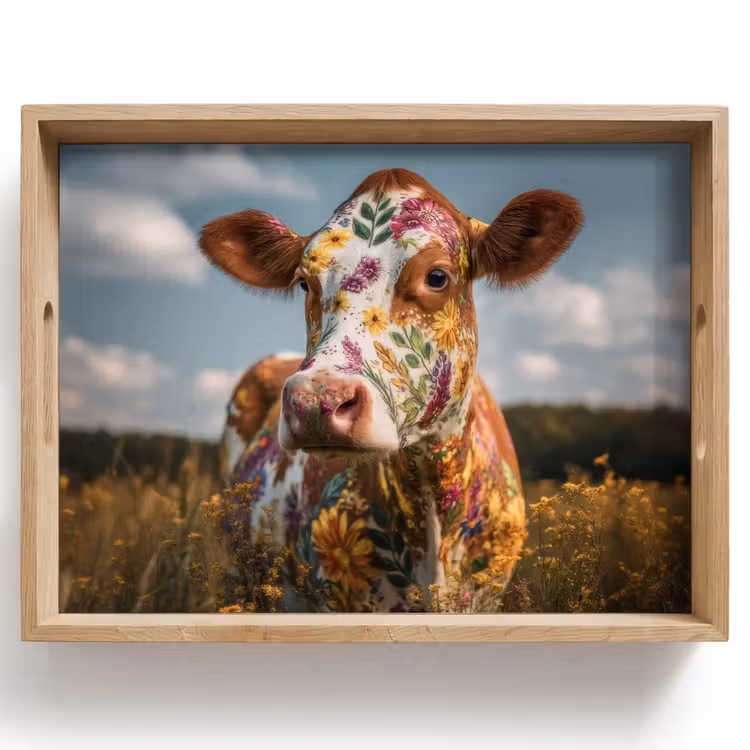 Tray - Cow - Flowers - Meadow — 1