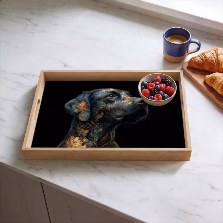 Tray - Dog - Black - Flowers — 3