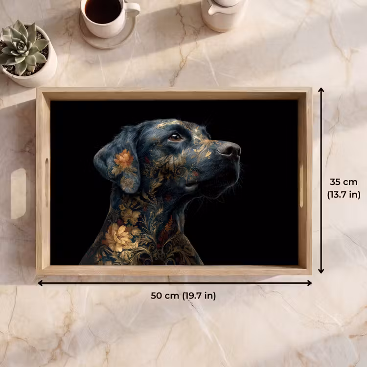 Tray - Dog - Black - Flowers — 7