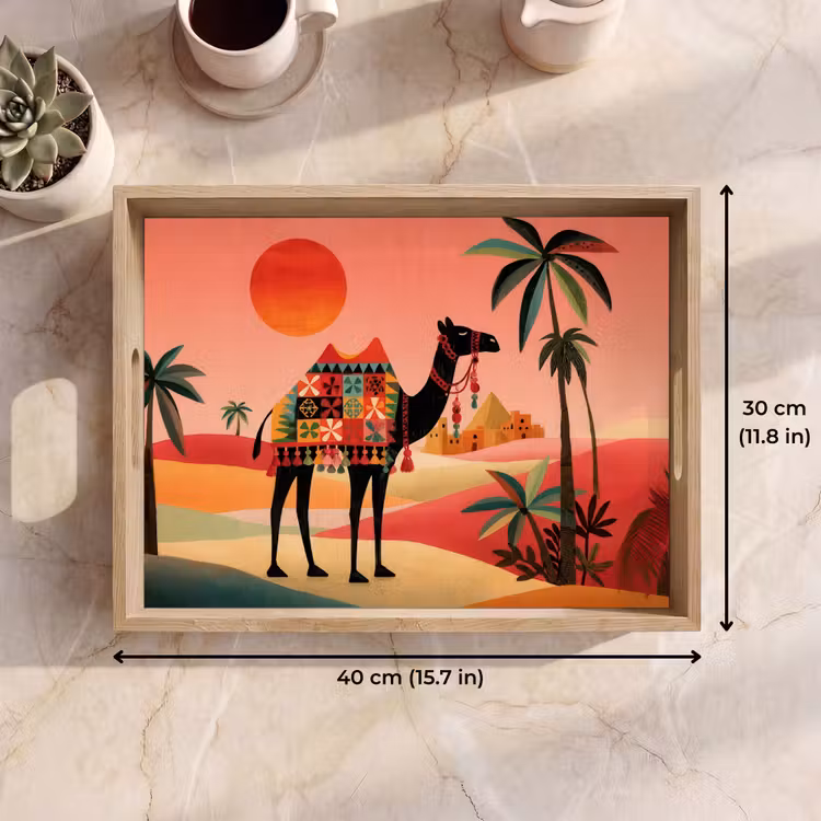 Tray - Camel - Colored carpet - Dunes - Red sun — 7