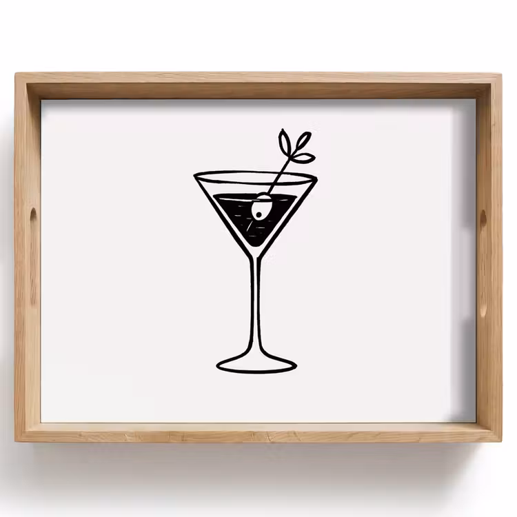 Tray - Cocktail - Glass - Olive - Minimalist — 1
