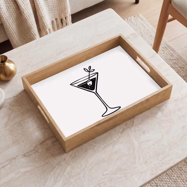 Tray - Cocktail - Glass - Olive - Minimalist — 2