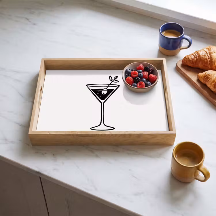 Tray - Cocktail - Glass - Olive - Minimalist — 3