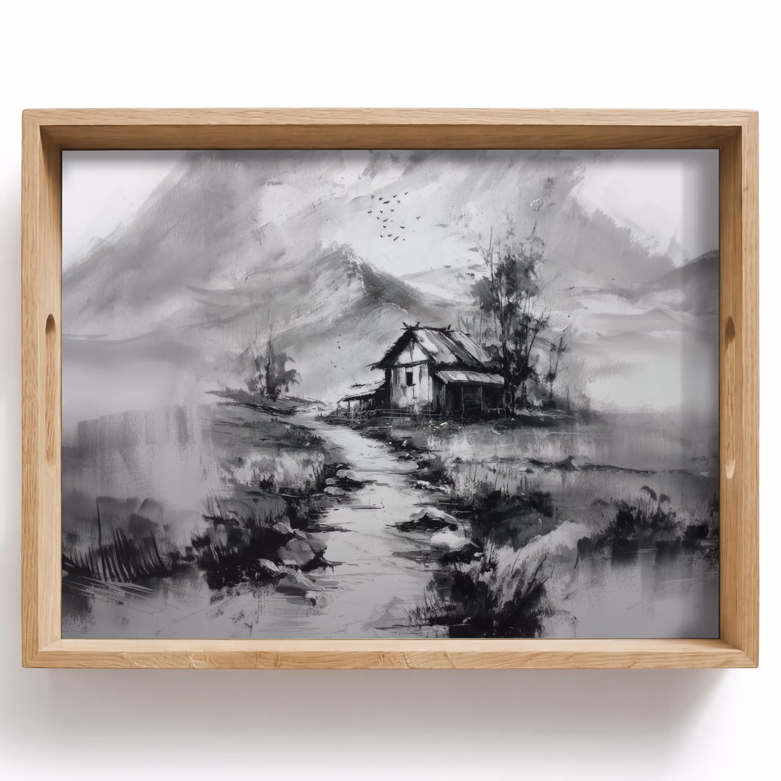 Tray - Cabin - Gray - Mountains - Misty — 1