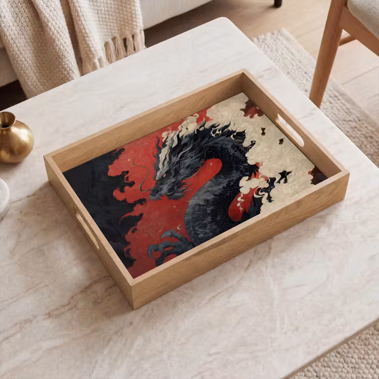 Tray - Black dragon - Smoke clouds - Red — 2