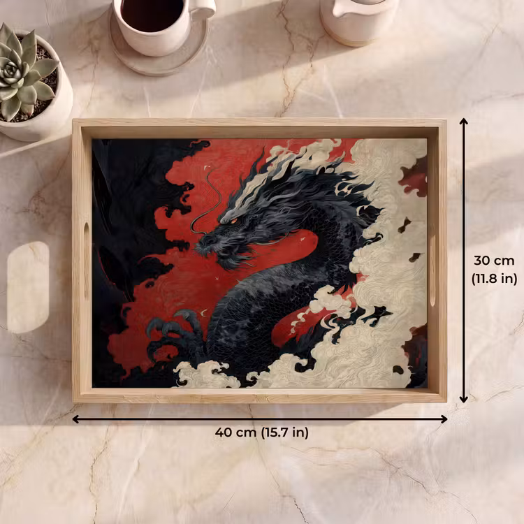Tray - Black dragon - Smoke clouds - Red — 7