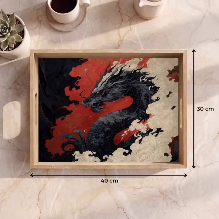 Tray - Black dragon - Smoke clouds - Red — 8