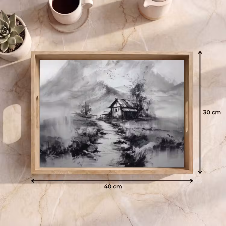 Tray - Cabin - Gray - Mountains - Misty — 8
