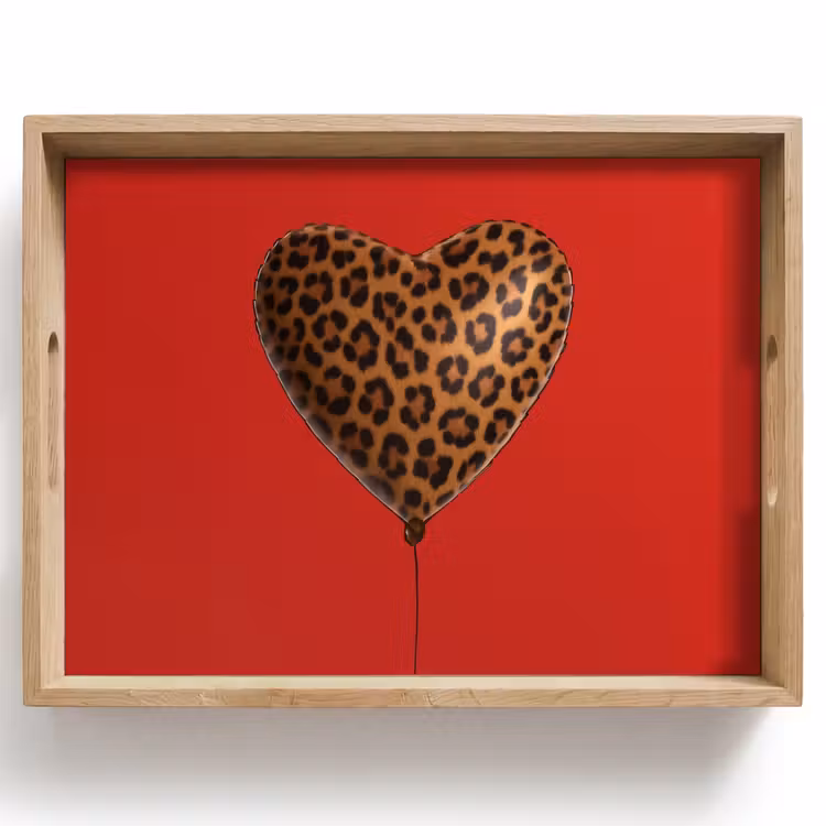 Tray - Balloon - Heart shaped - Red - Panther pattern — 1
