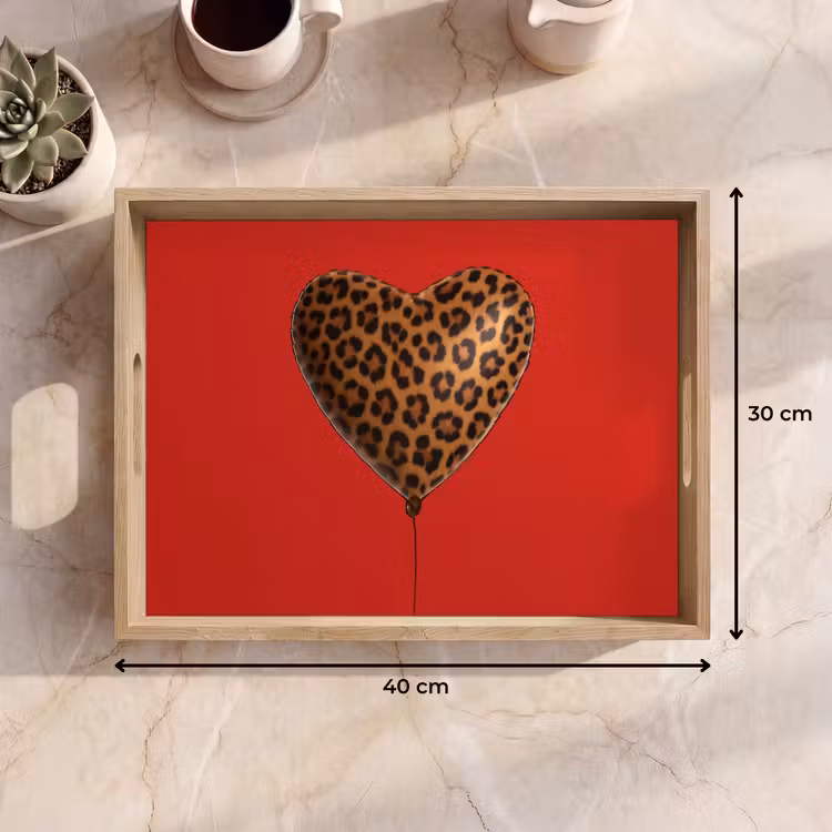 Tray - Balloon - Heart shaped - Red - Panther pattern — 8