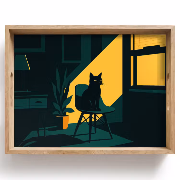 Tray - Black cat - Mysterious - Yellow ray — 1