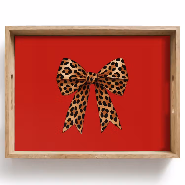 Tray - Bow - Ornate - Panther - Red — 1