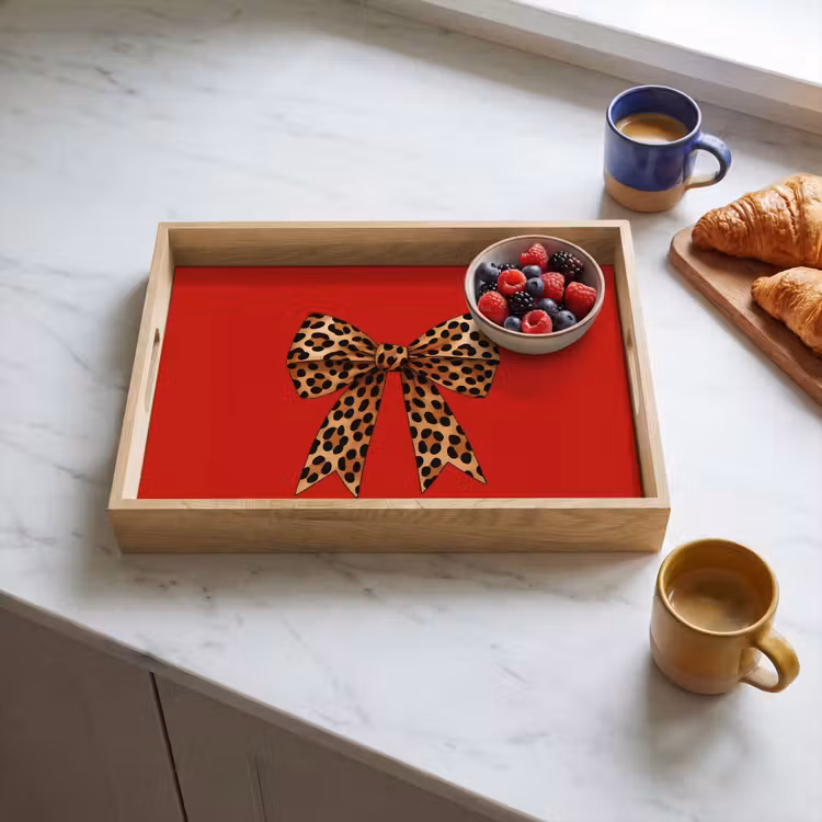 Tray - Bow - Ornate - Panther - Red — 3