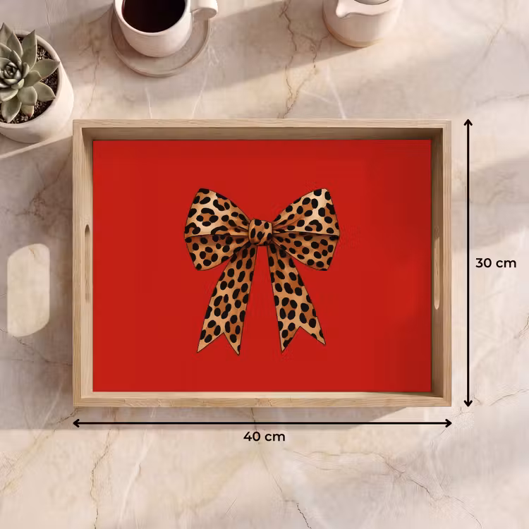 Tray - Bow - Ornate - Panther - Red — 8
