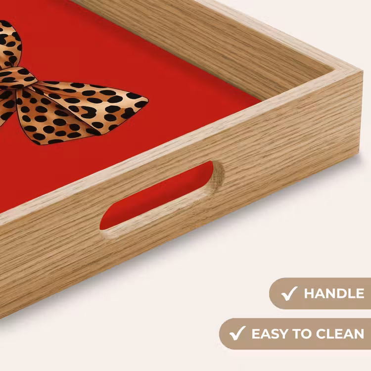 Tray - Bow - Ornate - Panther - Red — 9