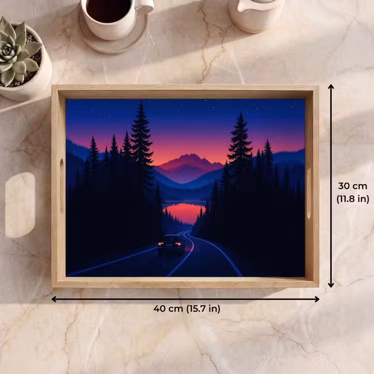 Tray - Car - Dark pine trees - Sunset — 7