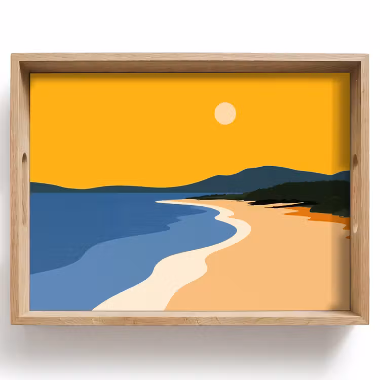Tray - Coastline - Orange sky - Vegetation — 1