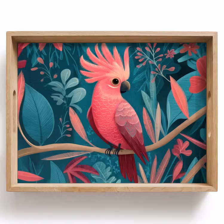 Tray - Cockatoo - Tropical leaves - Branch — 1