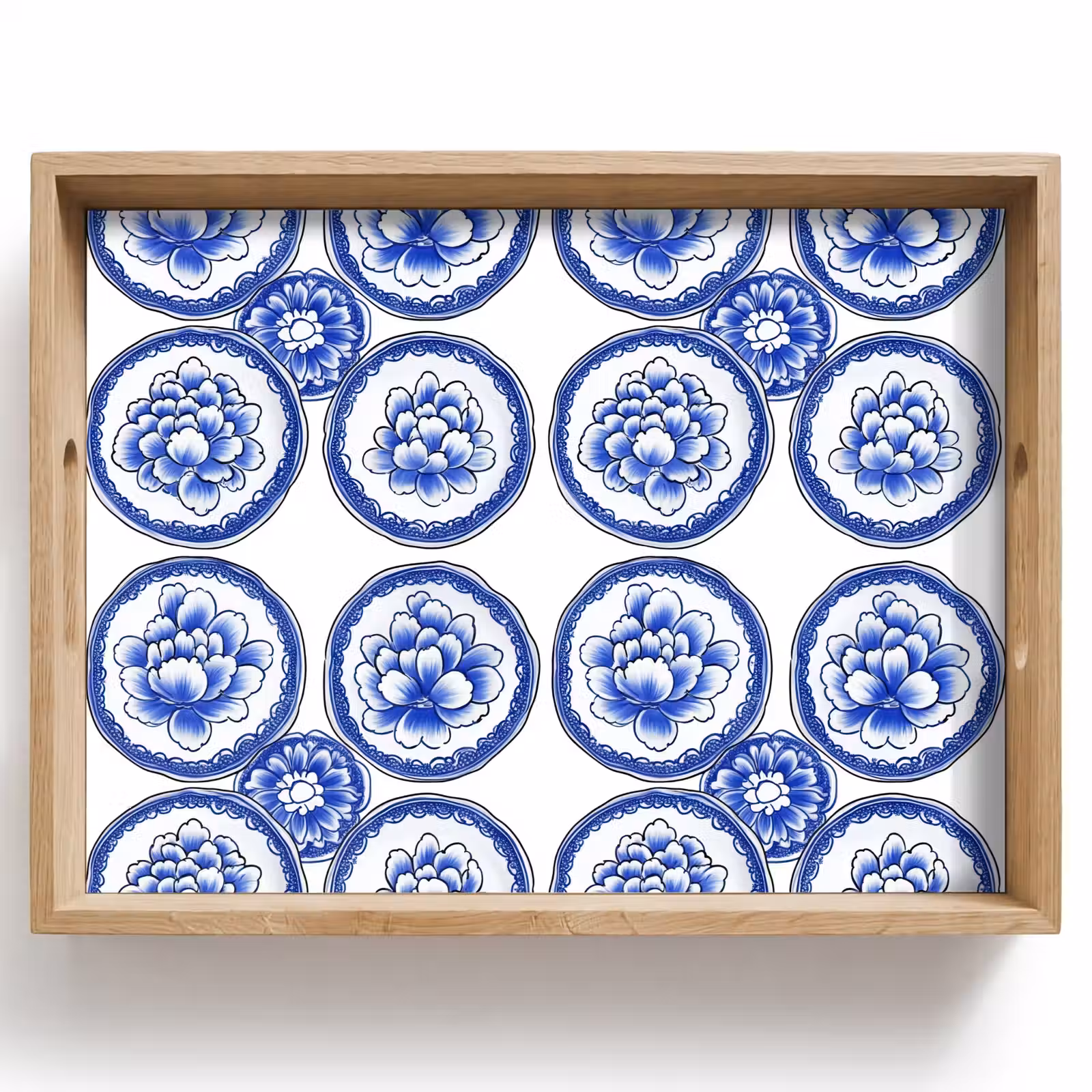 Tray - Circles - Flowers - Blue — 1