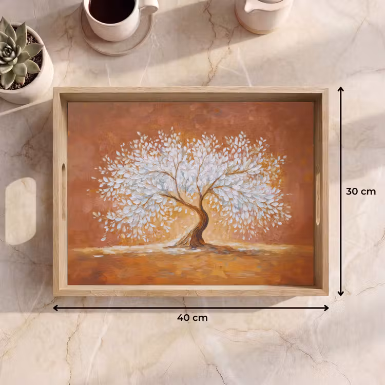 Tray - Abstract - Tree - White - Leaves — 8
