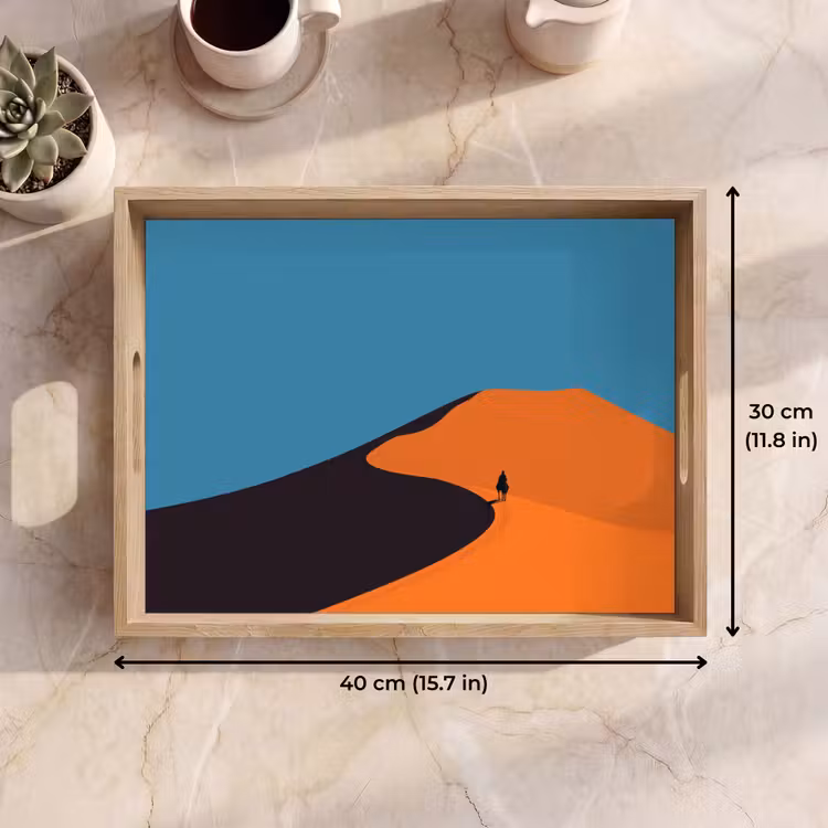 Tray - Bright orange dunes - Shadow - Empty sky — 7