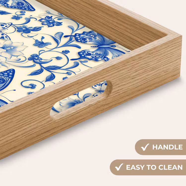 Tray - Butterflies - Flowers - Blue - Botanical — 9