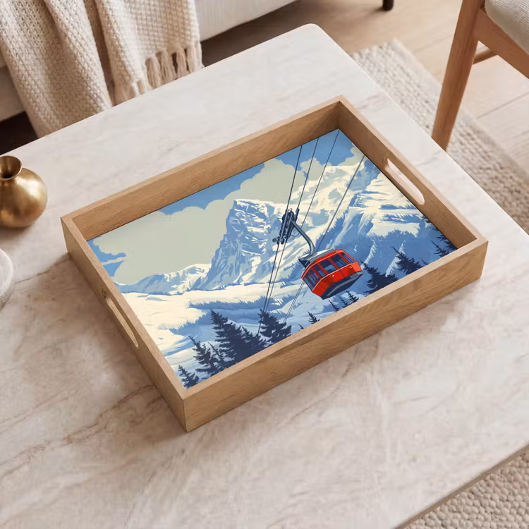 Tray - Cable car - Snow - Mountain scenery — 2