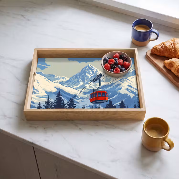 Tray - Cable car - Snow - Mountain scenery — 3