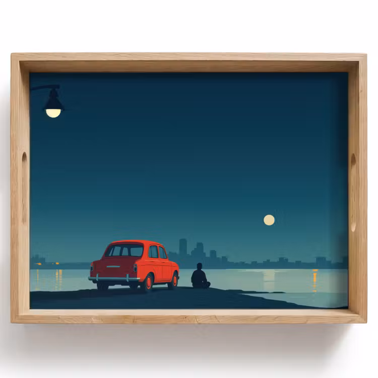 Tray - Car - Full moon - Looking out over water — 1