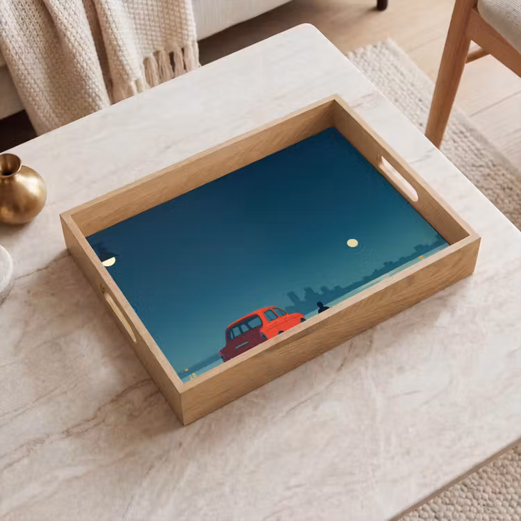 Tray - Car - Full moon - Looking out over water — 2