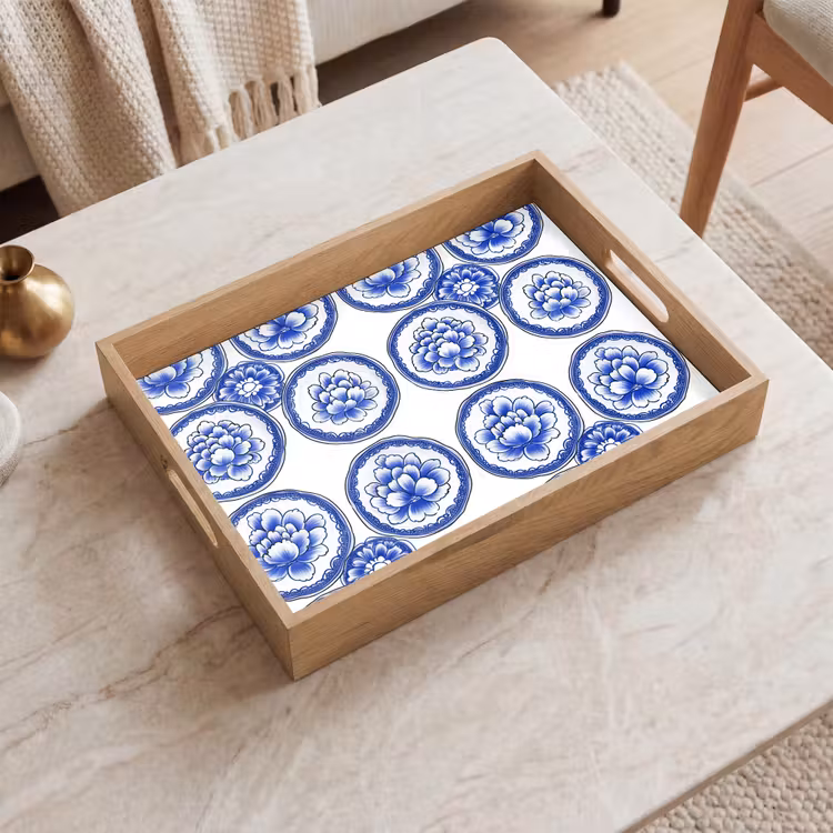 Tray - Circles - Flowers - Blue — 2