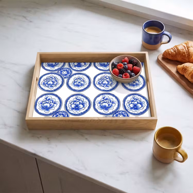 Tray - Circles - Flowers - Blue — 3