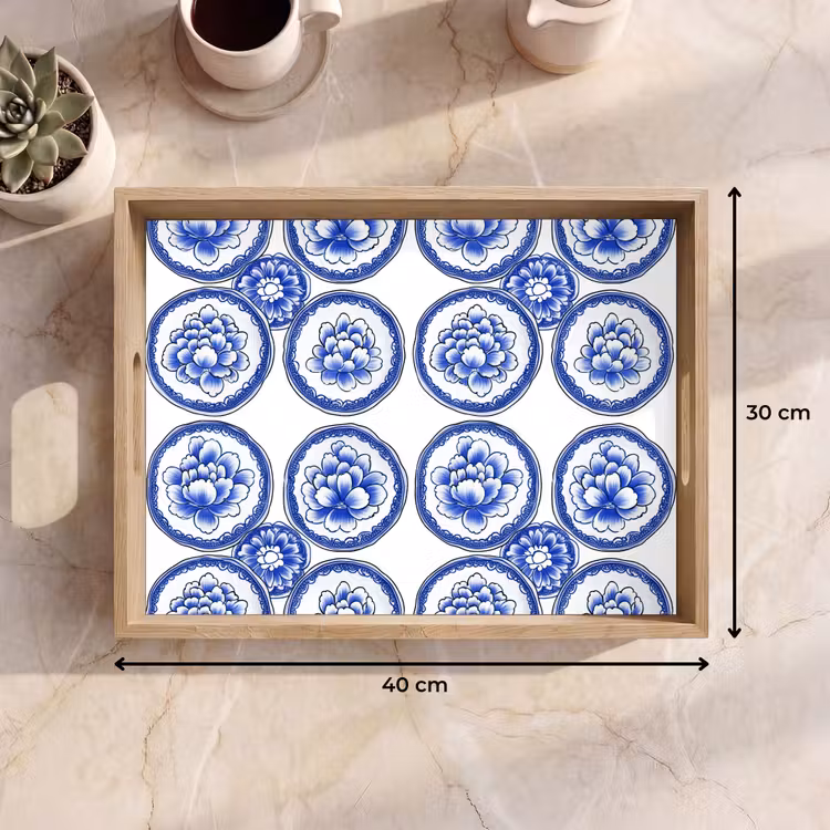 Tray - Circles - Flowers - Blue — 8