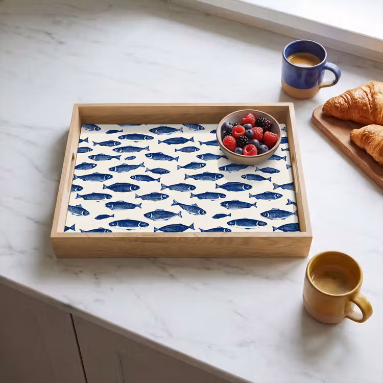 Tray - Fish - Pattern - Blue - White — 3